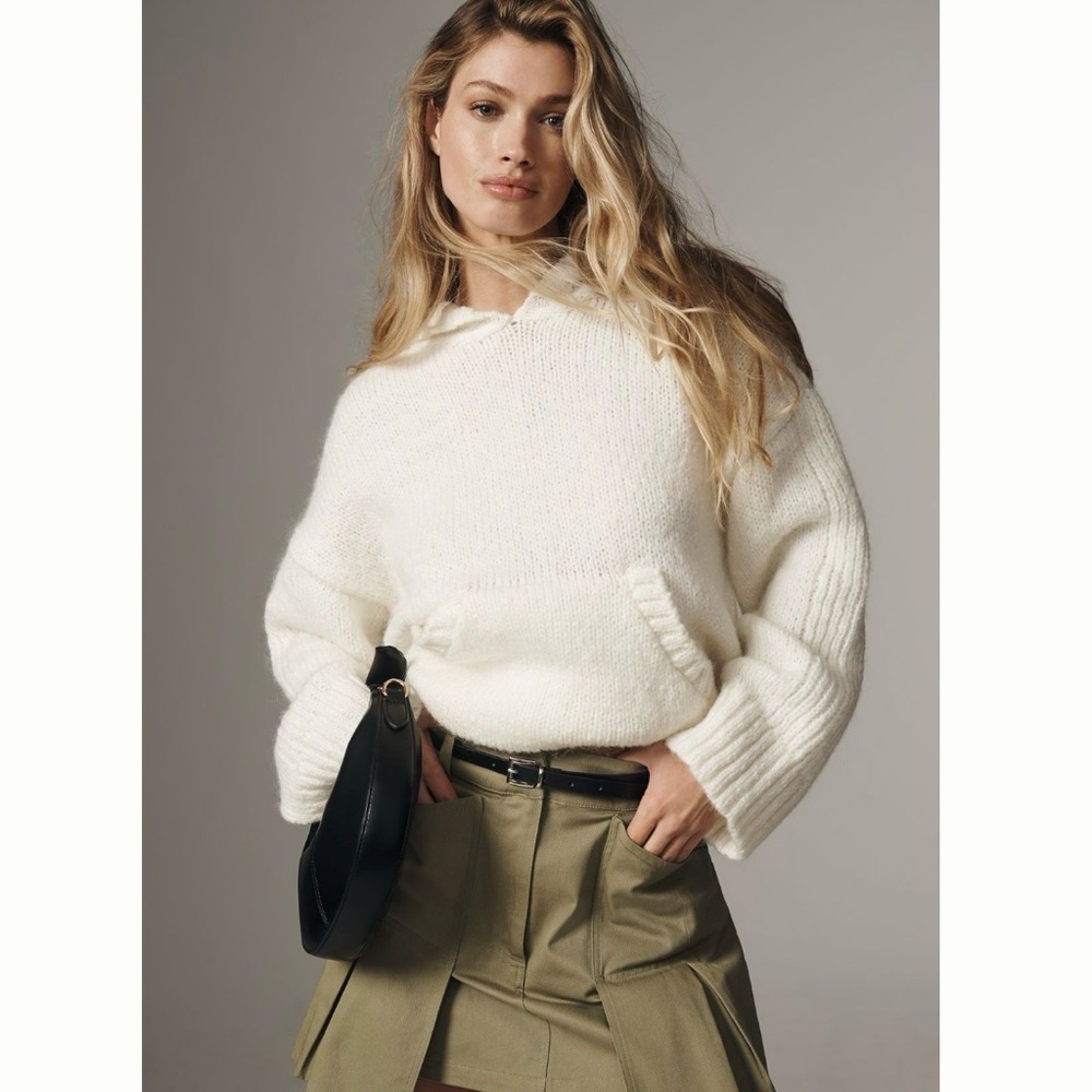 Women’s Anthropologie Pilcro Ivory Wool Blend Knit Chunky Pullover Sweater Sz. M